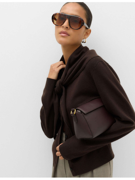 Marks & Spencer Knopfpullover aus leichter Faser mit Schalkragen Marks & Spencer braun