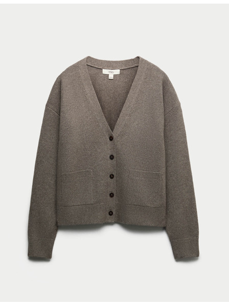 Marks & Spencer Strickjacke mit V-Ausschnitt aus luftiger Faser Marks & Spencer braun