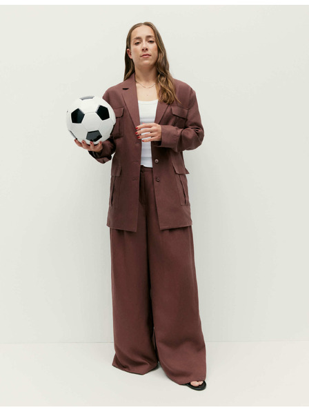 Marks & Spencer Plissierte praktische Palazzohose mit Leinen Marks & Spencer braun