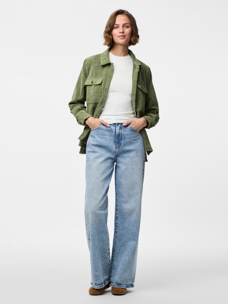 Pieces Damen-Kord-Hemd CORDUROY olivgrün