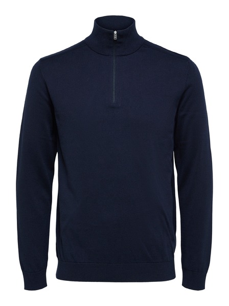 SELECTED Herrenpullover mit Reißverschluss am Kragen blau