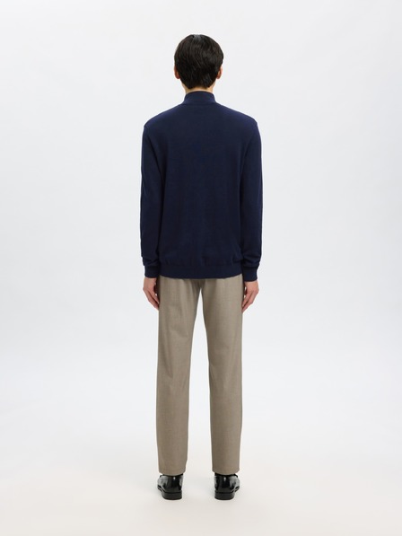 SELECTED Herrenpullover mit Reißverschluss am Kragen blau
