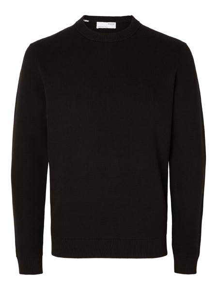 SELECTED Herrenstrukturierter Pullover schwarz