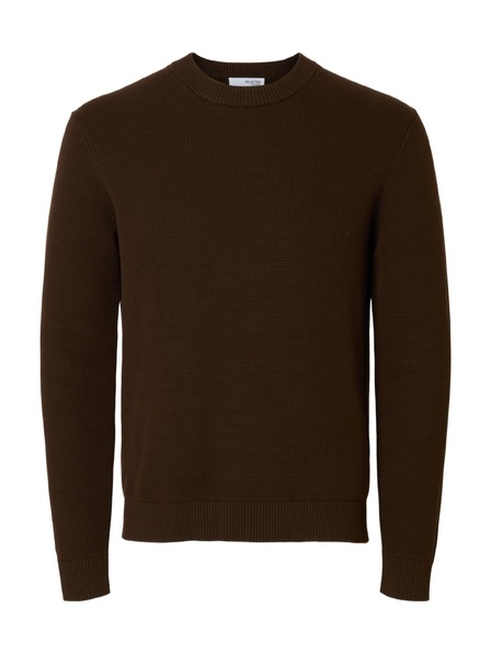SELECTED Herren-strukturierter Pullover braun