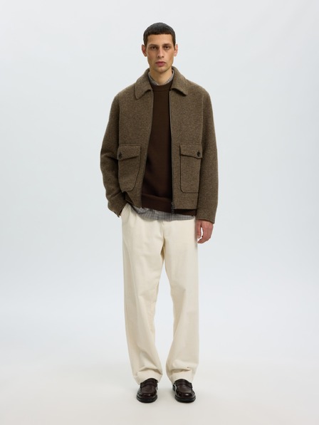 SELECTED Herren-strukturierter Pullover braun