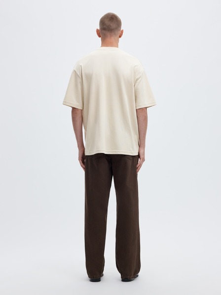 SELECTED Einfaches Herren-T-Shirt beige