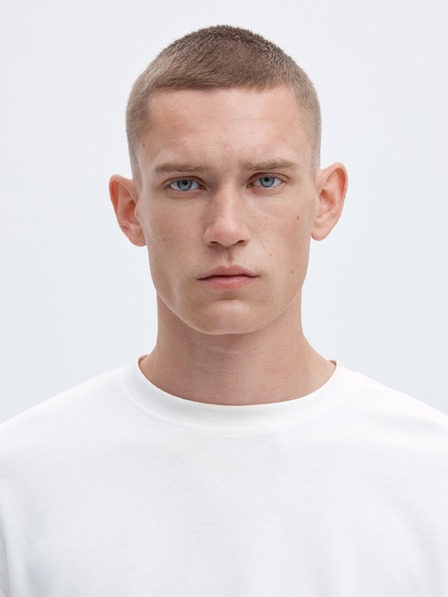 SELECTED Herren-einfaches T-Shirt weiß