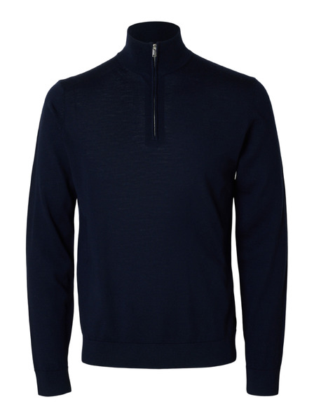 SELECTED Herren-Pullover mit Halbreißverschluss blau