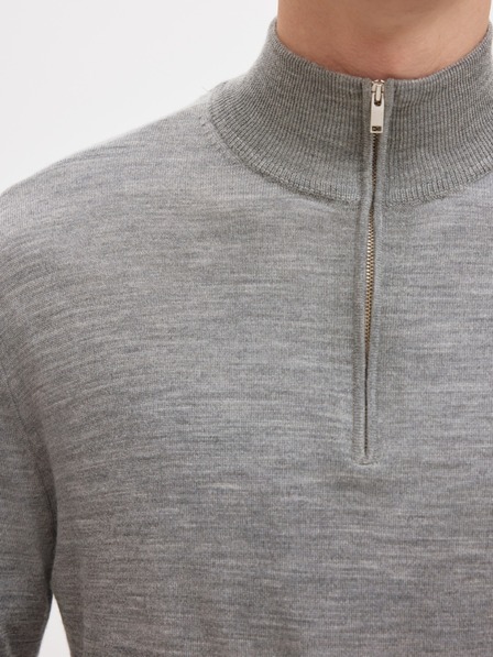 SELECTED Herren-Pullover mit Halbreißverschluss grey melange