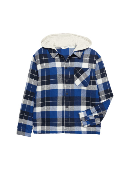 Marks & Spencer Kariertes Baumwollhemd mit Kapuze (6–16 Jahre) Marks & Spencer Blau
