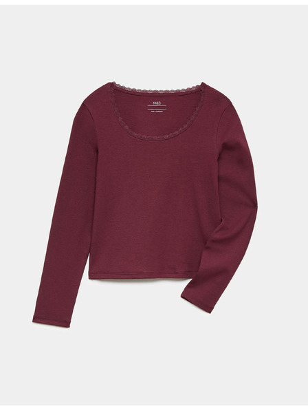 Marks & Spencer Top mit Spitzensaum und hohem Baumwollanteil (6–16 Jahre) Marks & Spencer Rot