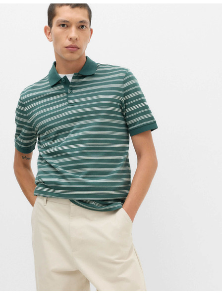 Marks & Spencer Gestreiftes Poloshirt aus reiner, garngefärbter Baumwolle Marks & Spencer Grün