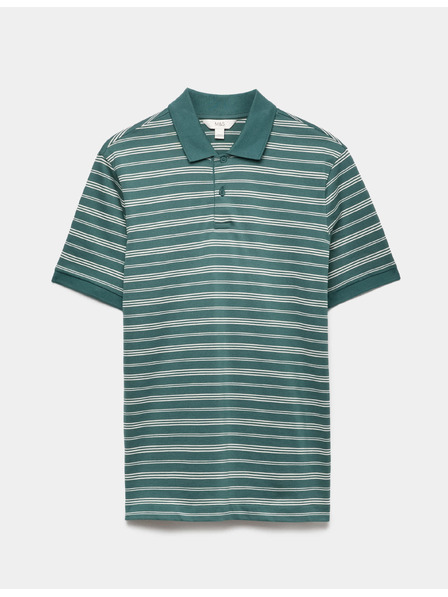 Marks & Spencer Gestreiftes Poloshirt aus reiner, garngefärbter Baumwolle Marks & Spencer Grün