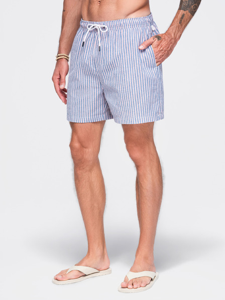 Ombre Clothing Herren-Badehose aus strukturiertem Streifenmaterial – gedämpftes Blau V3 OM-SRSS-0214 Ombre Clothing