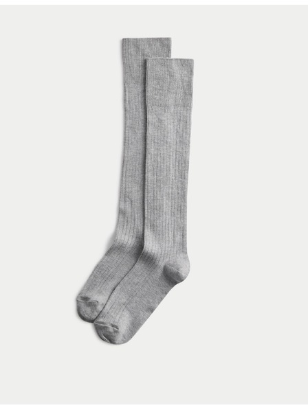 Marks & Spencer Hochweiche Kniestrümpfe mit Freshfeet-Technologie und Freshfeet-Technologie, 2er-Pack Marks & Spencer Grau
