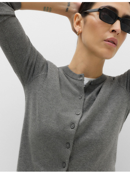 Marks & Spencer Strickjacke mit Knopfverschluss und rundem Ausschnitt Marks & Spencer grau