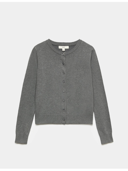 Marks & Spencer Strickjacke mit Knopfverschluss und rundem Ausschnitt Marks & Spencer grau