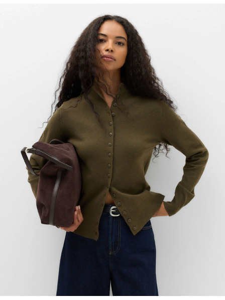 Marks & Spencer Enganliegender Pullover mit Wollmischung und hohem Stehkragen Marks & Spencer grün
