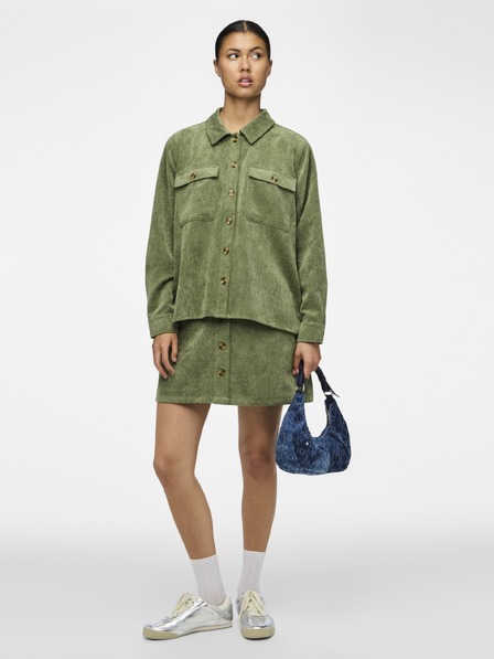 Pieces Damen-Kord-Hemd CORDUROY olivgrün