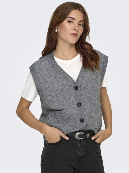 Jacqueline de Yong Ärmelloser Cardigan SUPER grey melange