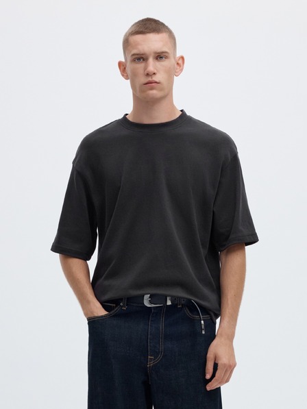 SELECTED Herren-einfaches T-Shirt schwarz