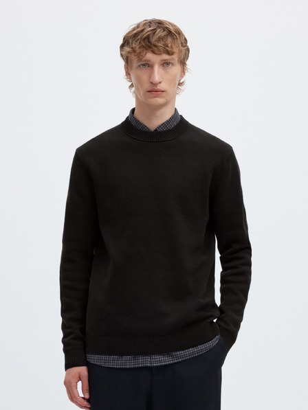 SELECTED Herrenstrukturierter Pullover schwarz