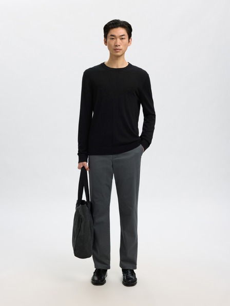 SELECTED Herrenmerinopu llover schwarz