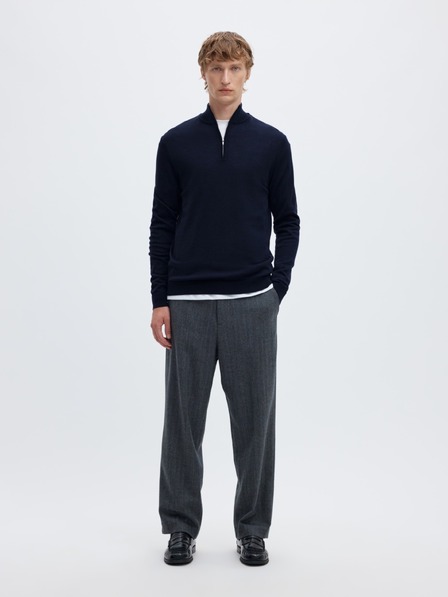 SELECTED Herren-Pullover mit Halbreißverschluss blau