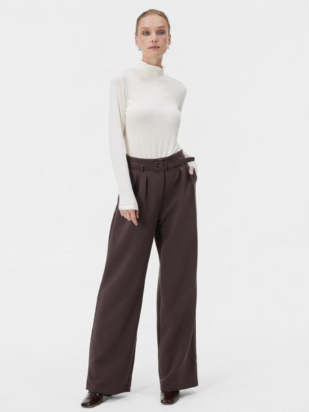 Orsay Dunkelbraune Damenhose mit weitem Bein und hohem Bund ORSAY