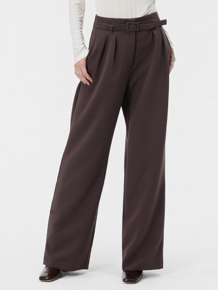 Orsay Dunkelbraune Damenhose mit weitem Bein und hohem Bund ORSAY