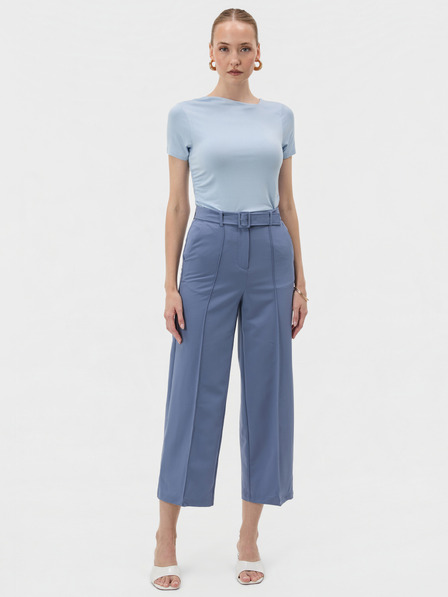 Orsay Blaue verkürzte Damenhose mit weitem Bein und hohem Bund ORSAY