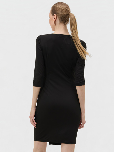 Orsay Schwarzes kurzes Damen-Wickelkleid mit V-Ausschnitt und 3/4-Ärmeln