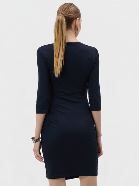 Orsay Dunkelblaues kurzes Damen-Wickelkleid mit V-Ausschnitt und 3/4-Ärmeln