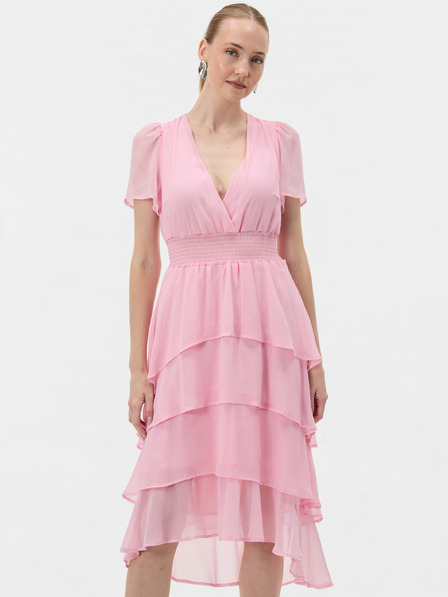 Orsay Rosa Damen-Kleid in A-Linie bis zum Knie mit V-Ausschnitt und kurzen