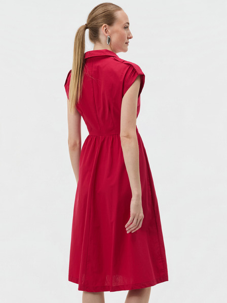 Orsay Rotes ärmelloses Damen-Kleid in A-Linie bis zum Knie mit Kragen