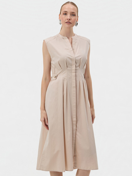 Orsay Beiges ärmelloses Damen-Midikleid in A-Linie mit V-Ausschnitt ORSAY