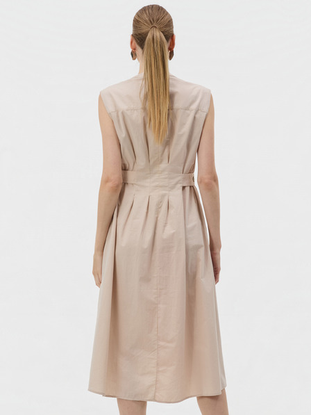 Orsay Beiges ärmelloses Damen-Midikleid in A-Linie mit V-Ausschnitt ORSAY