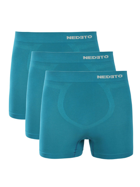 Nedeto Satz aus drei - Nedeto Herren-Boxershorts nahtlos Bambus Petrol