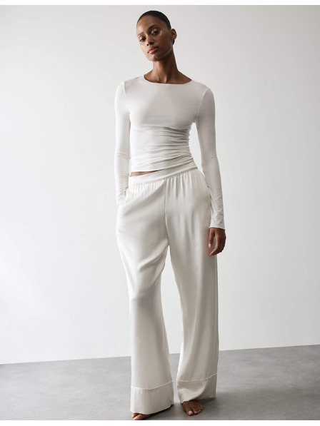 Marks & Spencer Seide-Pyjama-Unterhose Premium mit weitem Beinschnitt Marks & Spencer creme