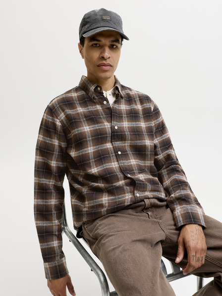 Jack & Jones Kariertes Flanell-Herrenhemd braun
