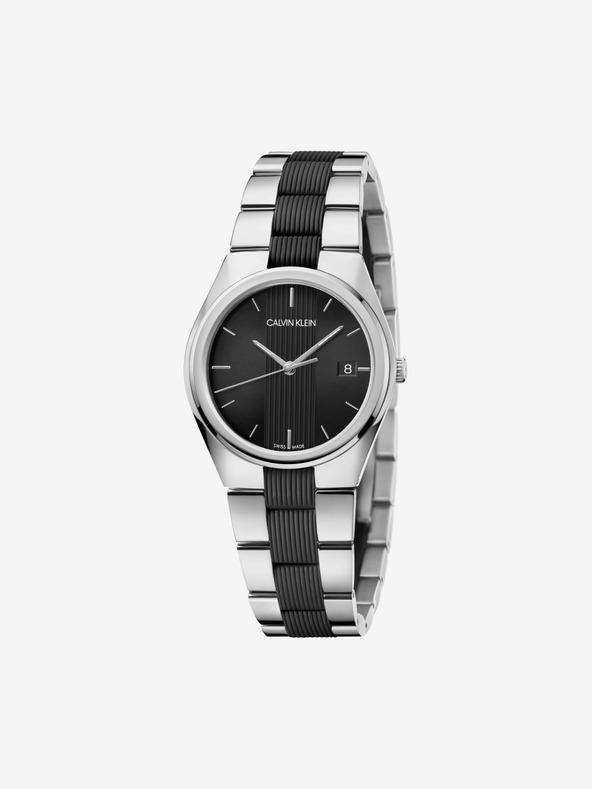 Calvin Klein Contrast Armbanduhr Schwarz Silber